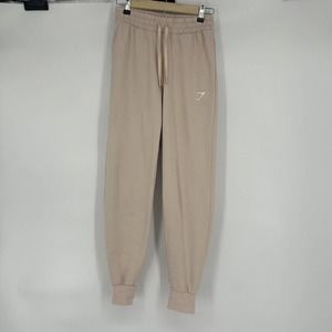 Gymshark Training Joggers Sweatpants Beige Drawstring Pockets Size XS